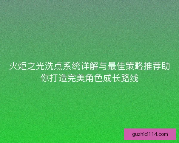 火炬之光洗点系统详解与最佳策略推荐助你打造完美角色成长路线
